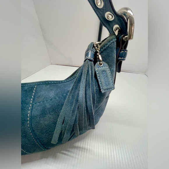 Coach SoHo Hobo Shoulder Bag Blue Suede Vintage 2005 w/fringe tassel style #8A14 - Picture 9 of 13
